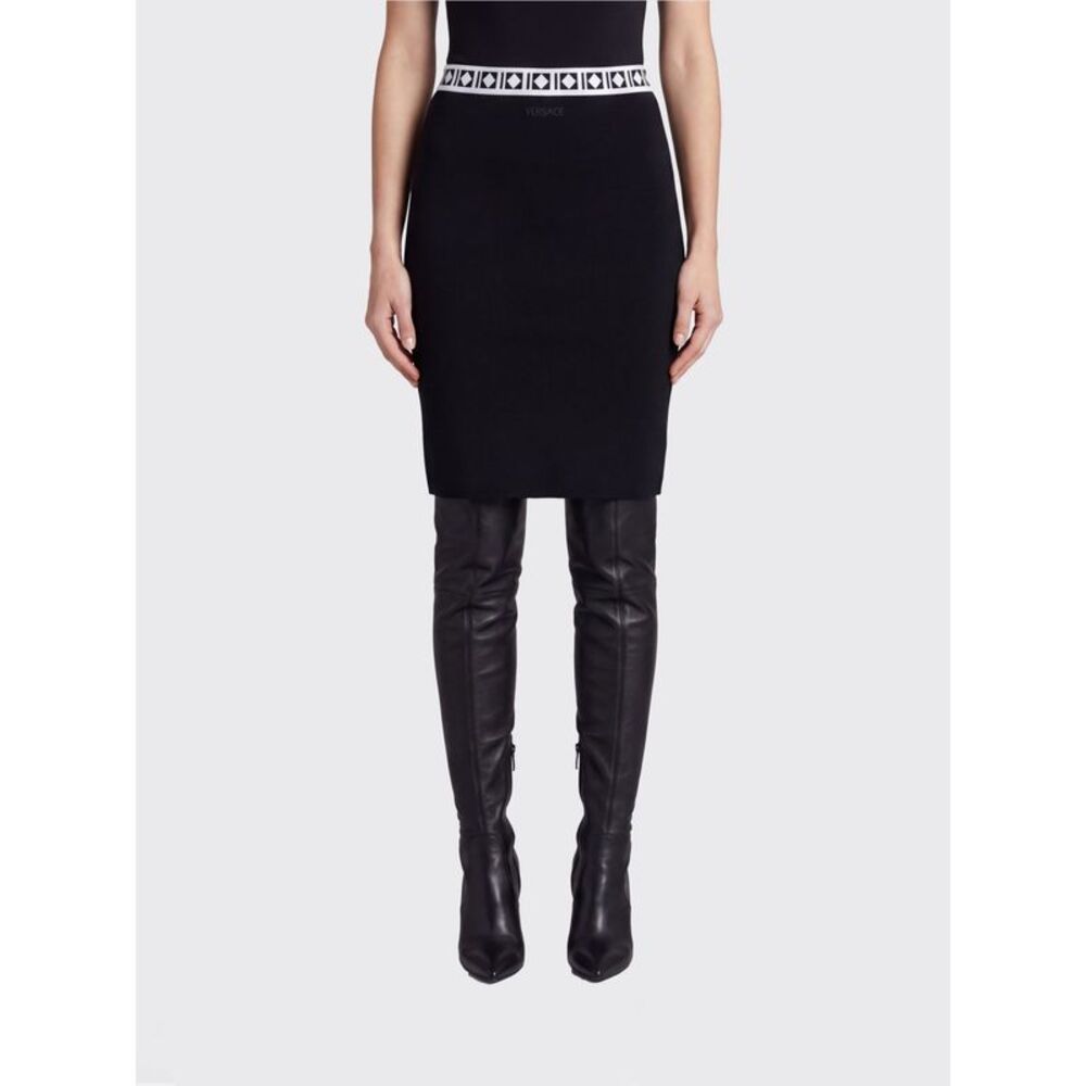 Versace Women Slim Fit High-Waisted Geometric Pencil Midi Skirt Versace